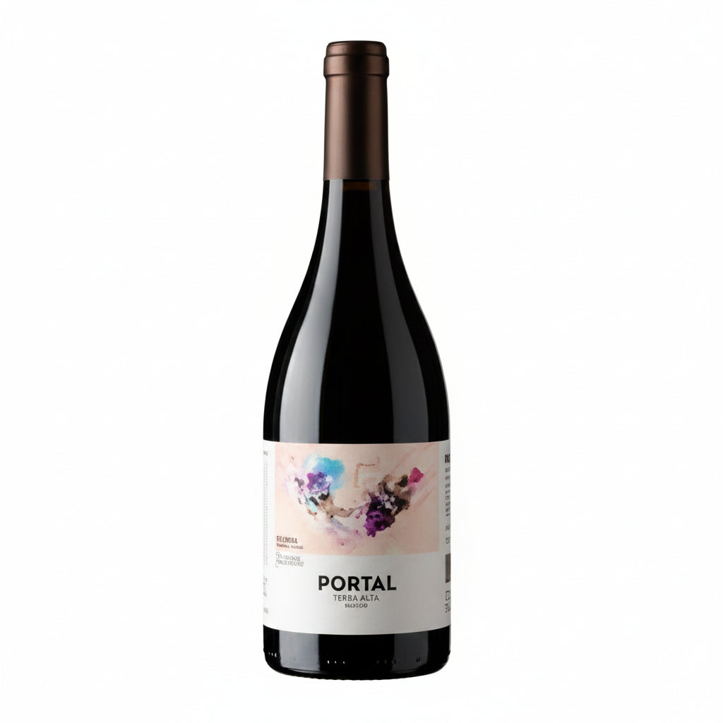 Bottle of Quinta Do Portal Colheita Tinto red wine in a 750mL bottle, with a dark glass and wine label visible.