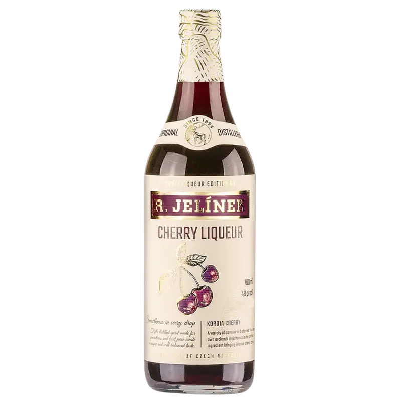 buy R. Jelinek Cherry Liqueur 700mL bottle, cherry liqueur on white background