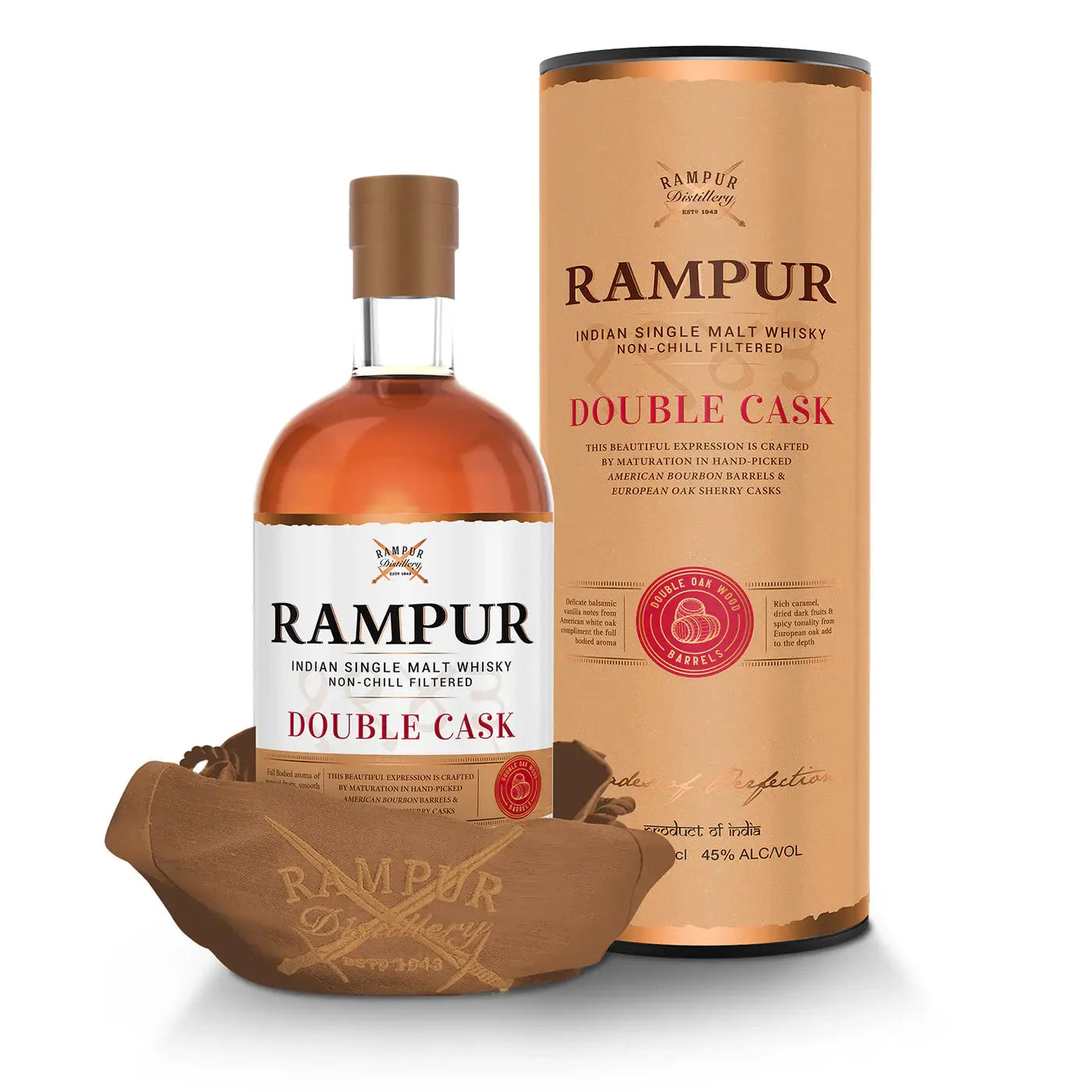 Rampur Double Cask Single Malt Whisky 750Ml Bottle Image