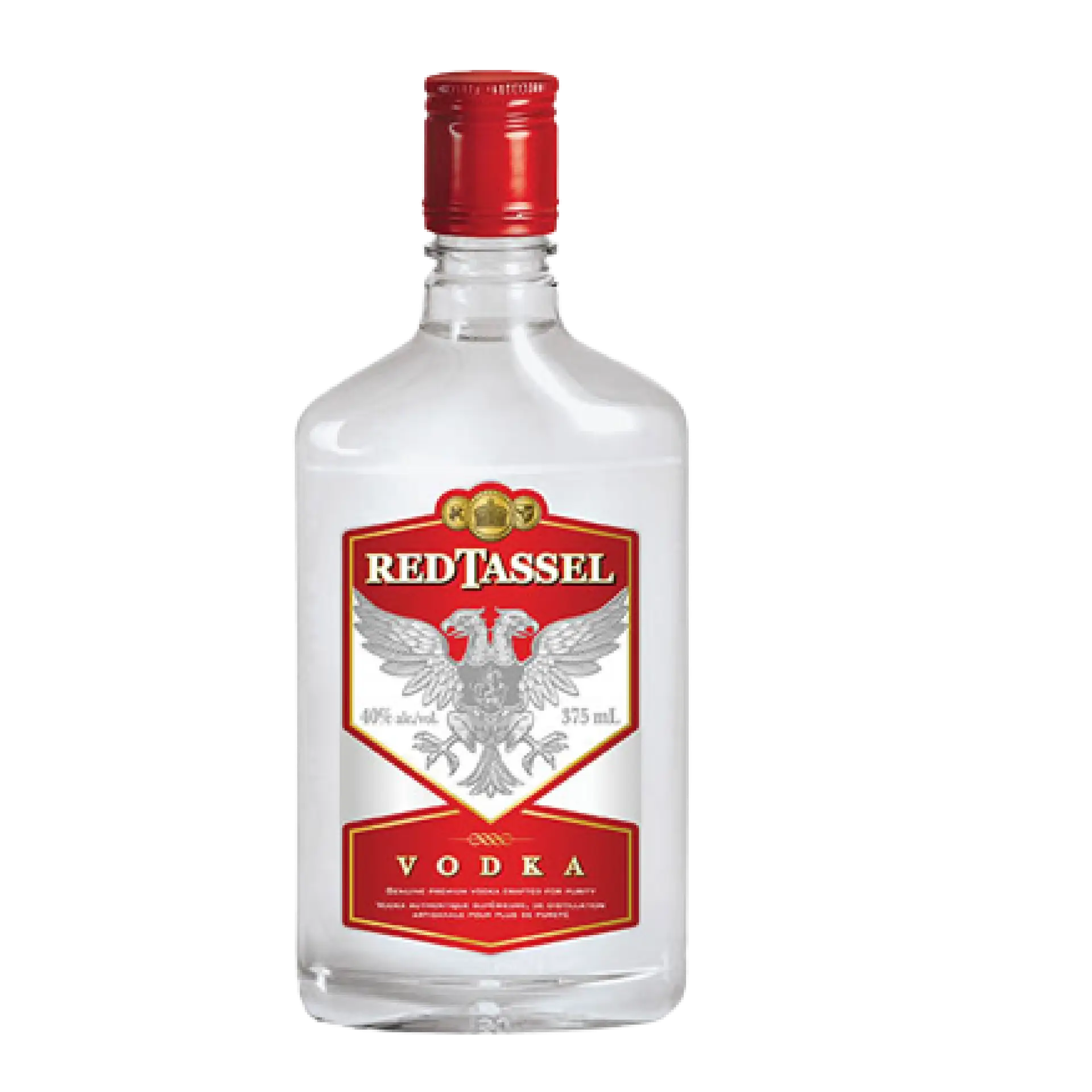 Buy Red Tassel Vodka 375mL, clear spirit bottle with red and gold label, alcohol
