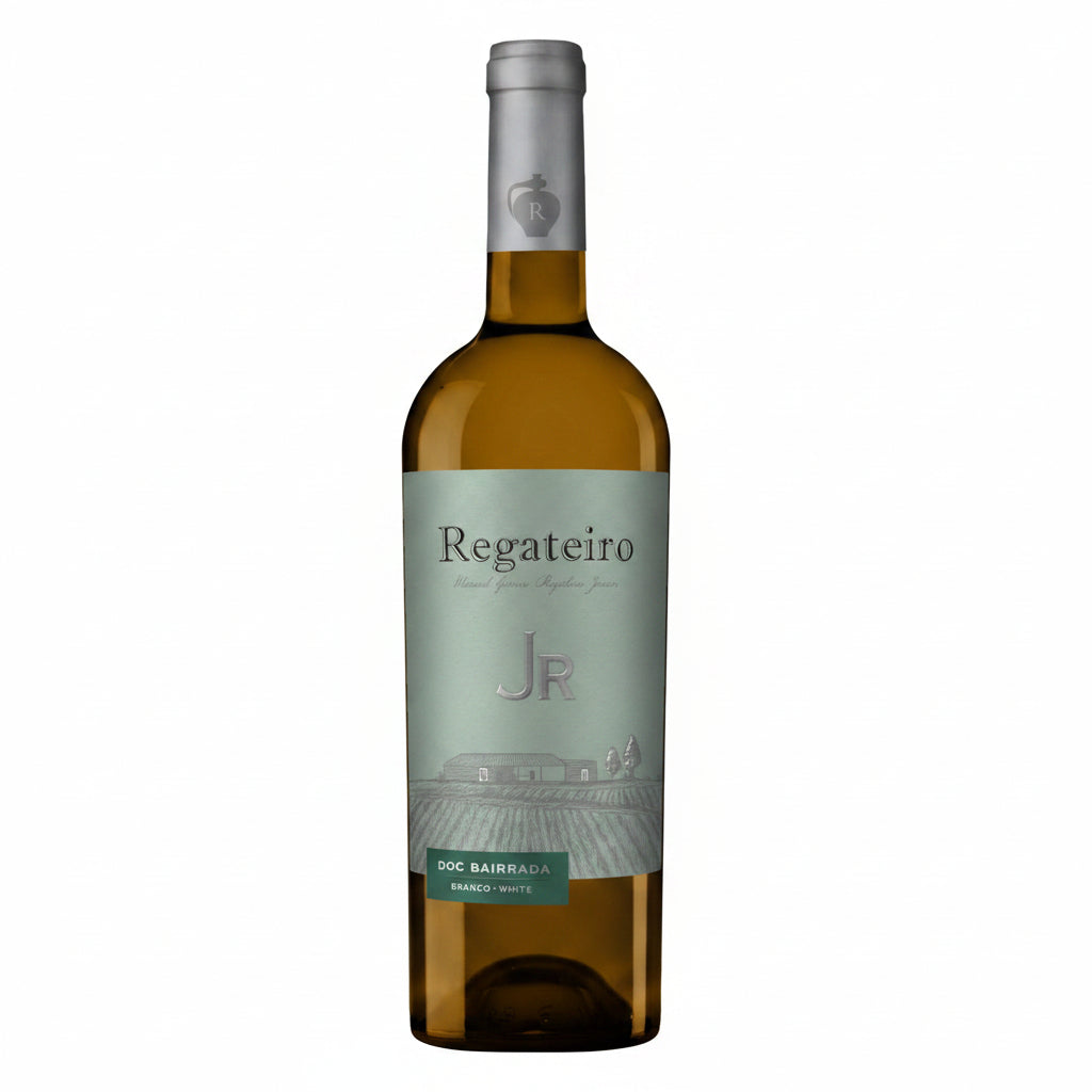 White Regateiro Jr 750mL bottle, a clear glass container from Regateiro with a white cap and label.