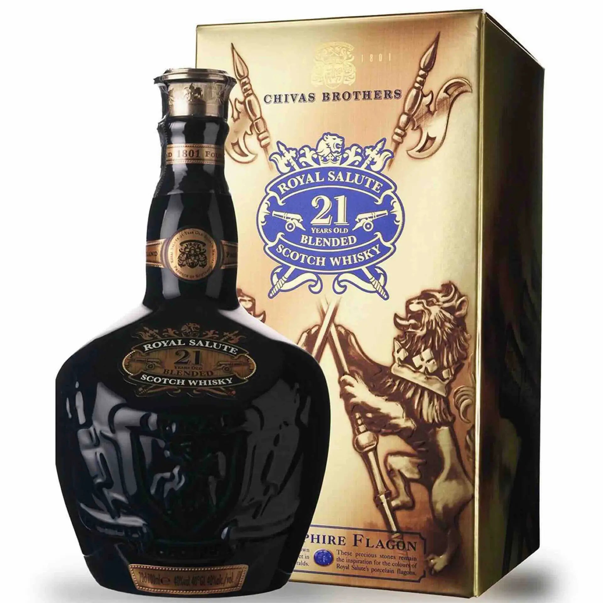 Buy Royal Salute 21 Year Old Blended Scotch Whisky Sapphire Flagon bottle and box