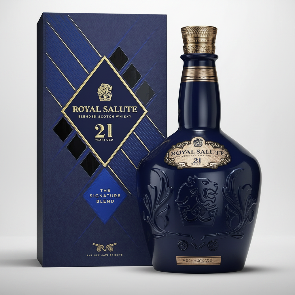 Royal Salute 21 Year Old Scotch whisky bottle from Chivas Regal, featuring a 750mL bottle with a regal label and elegant packaging.