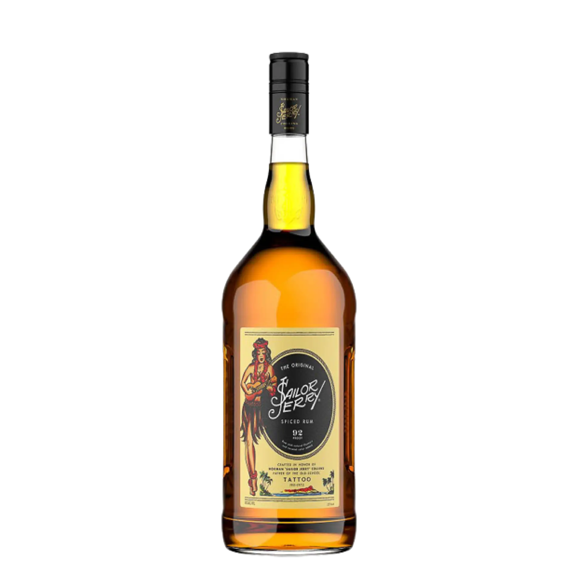 Buy Sailor Jerry Spiced Rum 1.75L, spiced rum bottle with vintage label design