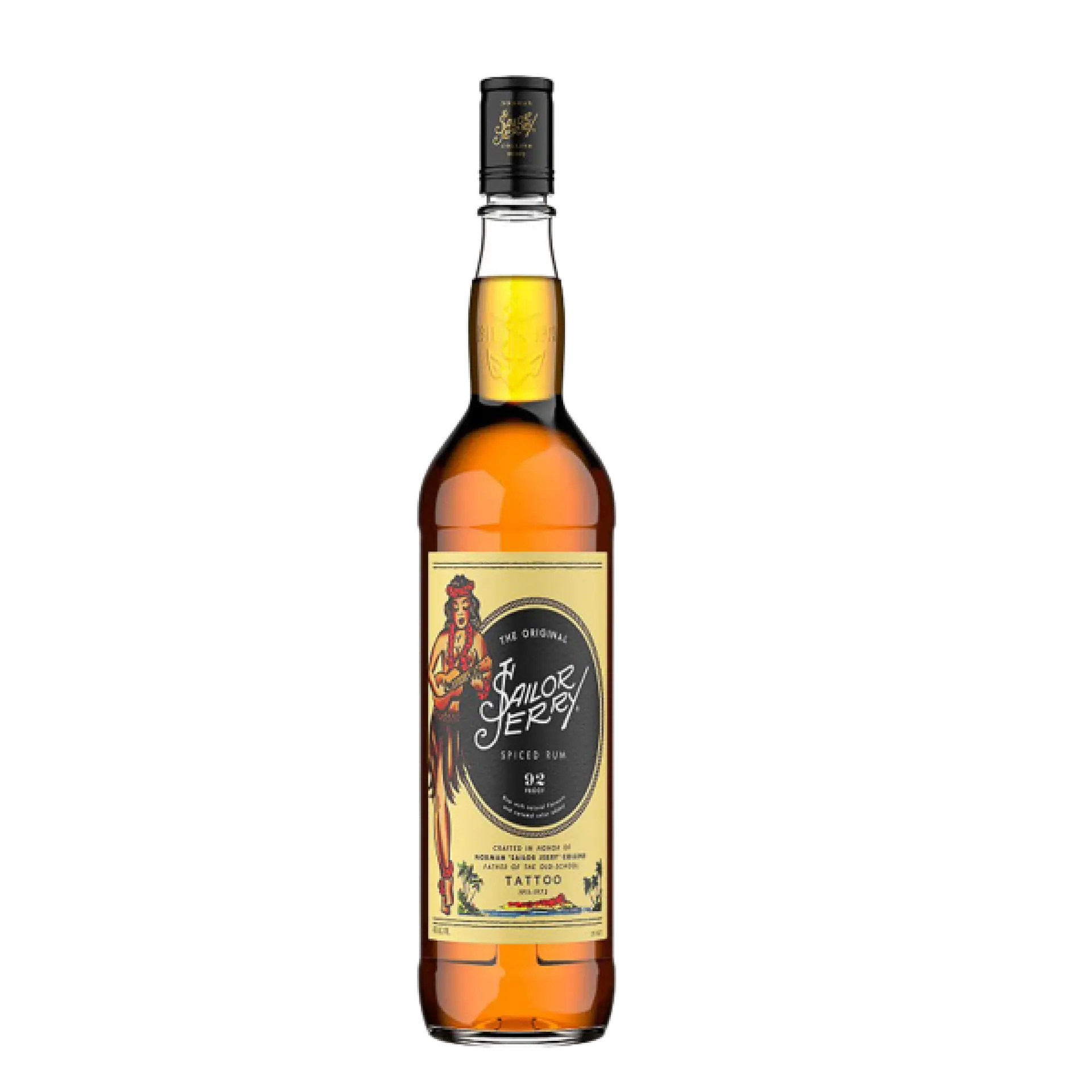 Buy Sailor Jerry Spiced Rum 750mL, spiced rum bottle with vintage tattoo label
