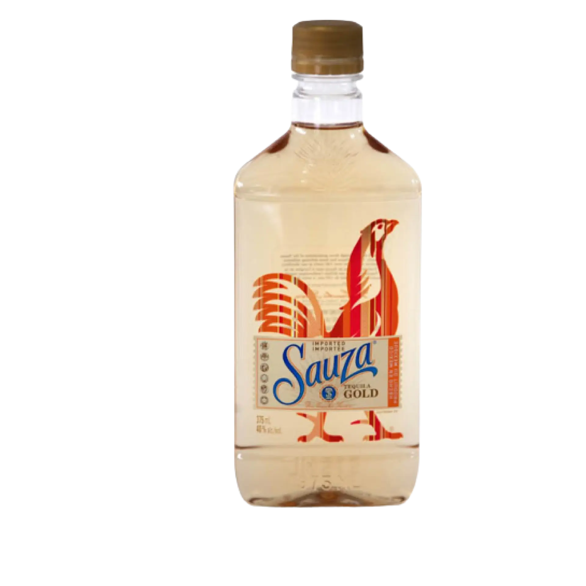 Buy Sauza Gold 375mL, tequila in clear bottle with gold label and rooster design