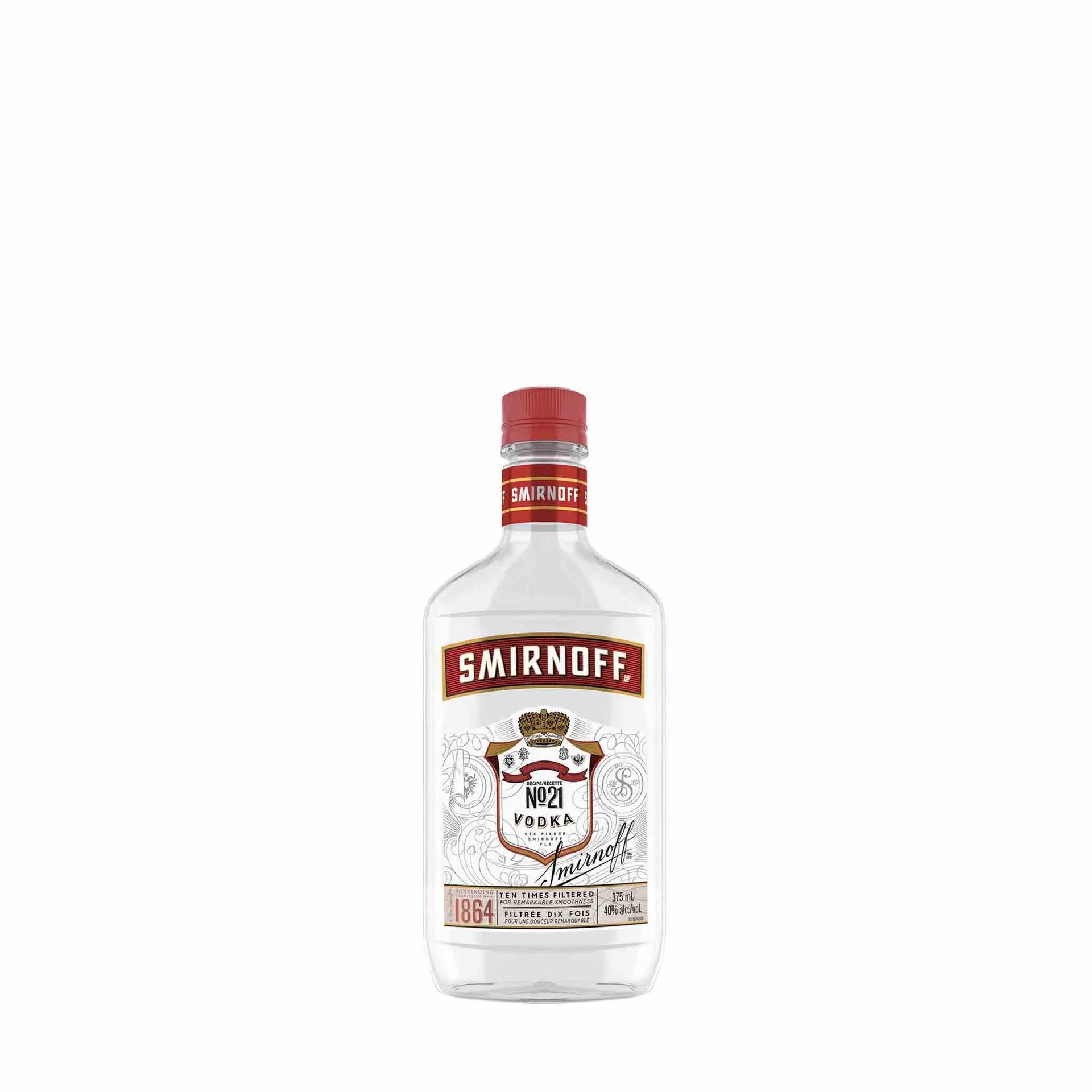 buy Smirnoff No. 21 Vodka 375mL bottle, clear glass with red label
