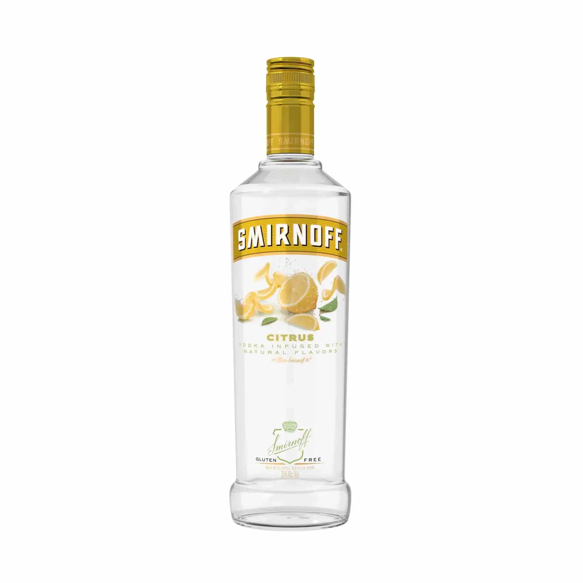 Buy Smirnoff Citrus 750ml vodka with lemon graphics and yellow cap