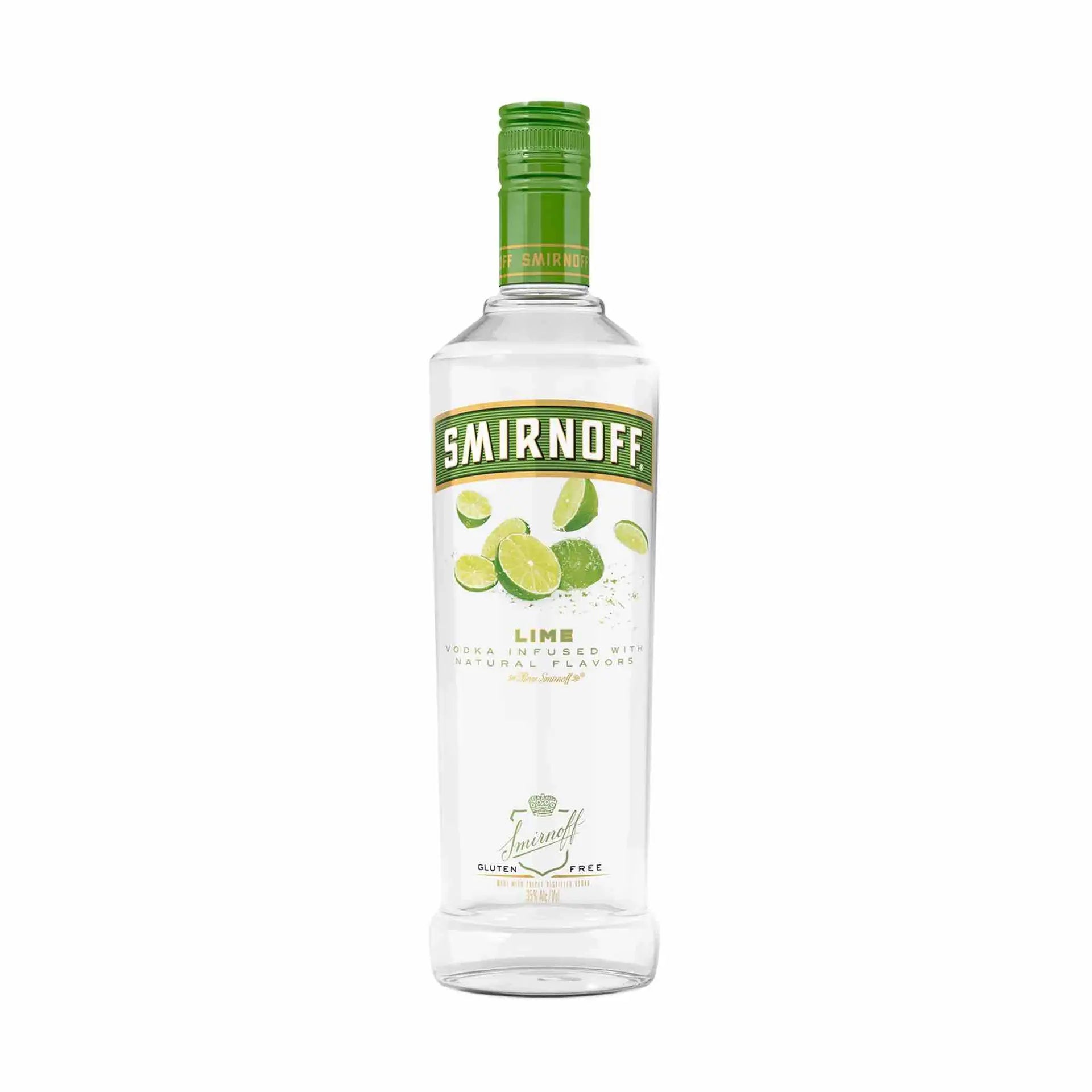 Buy Smirnoff Lime 750mL vodka with lime flavor in a clear bottle, green label.