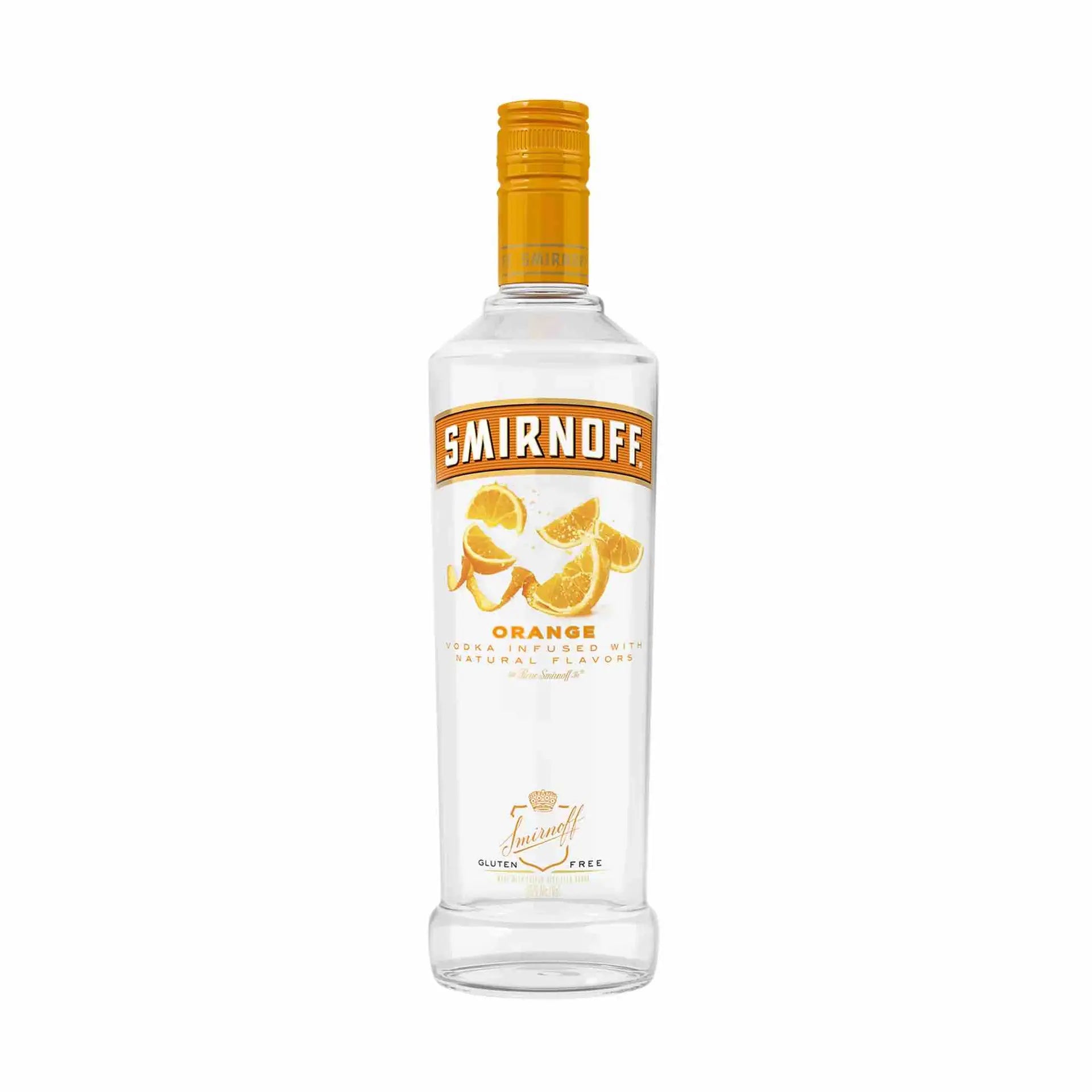 Buy Smirnoff Orange 750mL vodka bottle with citrus label and orange cap