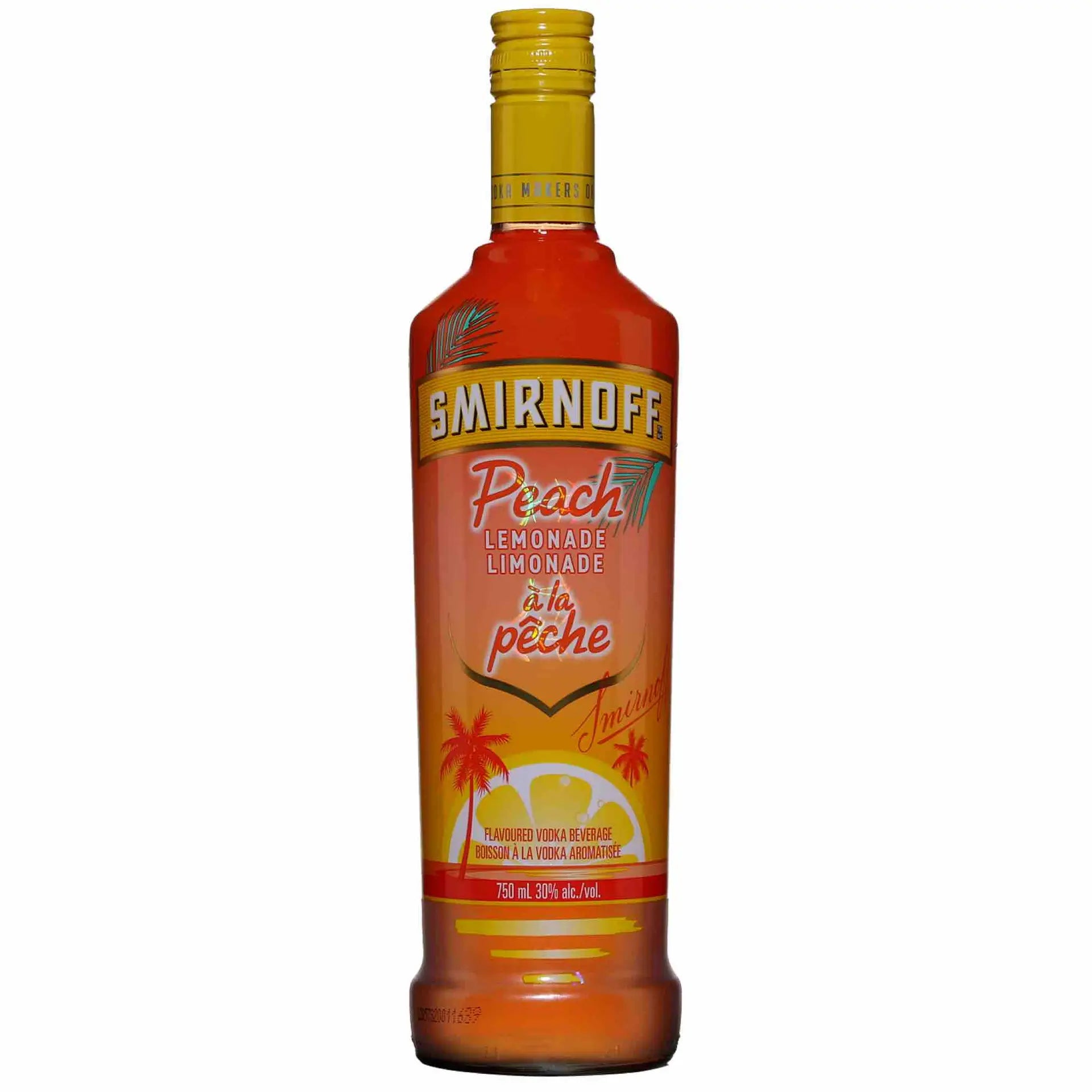 buy Smirnoff Peach Lemonade Vodka 750mL, peach vodka bottle with yellow cap
