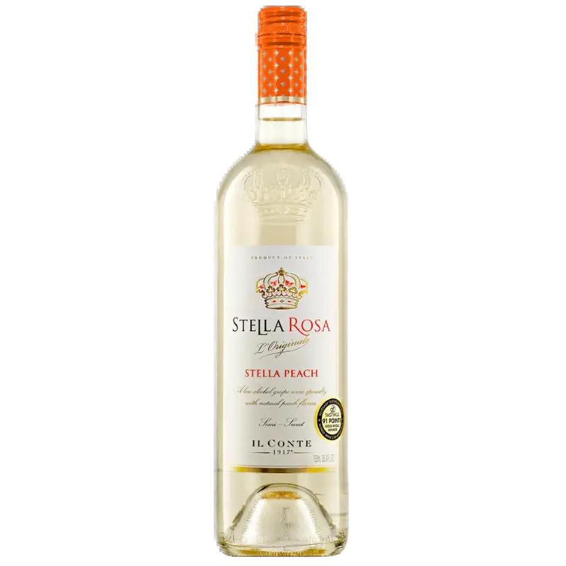Buy Stella Rosa Peach 750mL, white wine bottle with orange cap and gold crown logo
