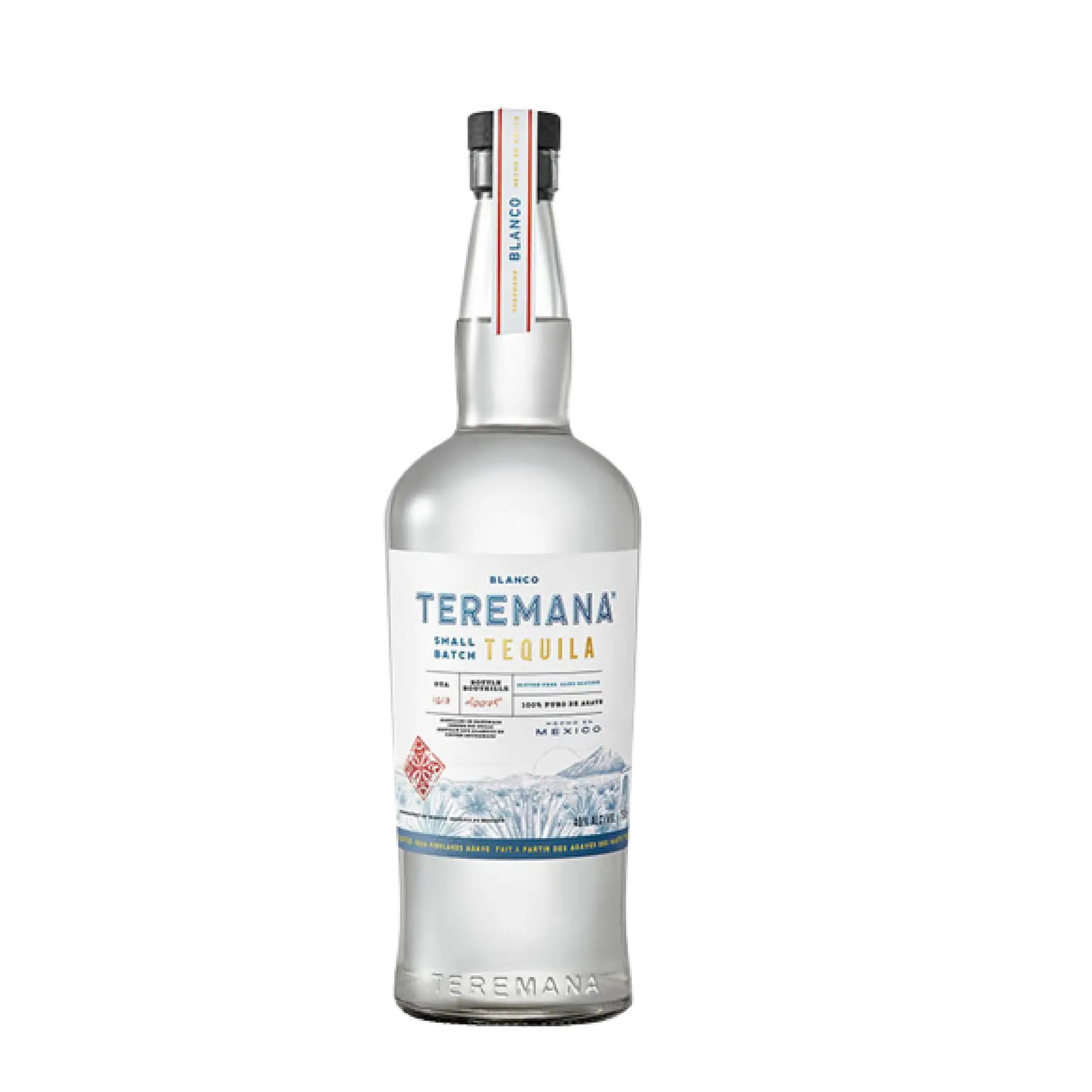 Buy Teremana Blanco Tequila 750mL clear glass bottle with label and mountain design