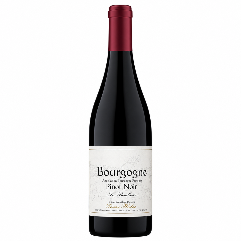 Bottle of Domaine Thibert Bourgogne Pinot Noir wine with a label featuring the Domaine logo and classic Burgundy design.