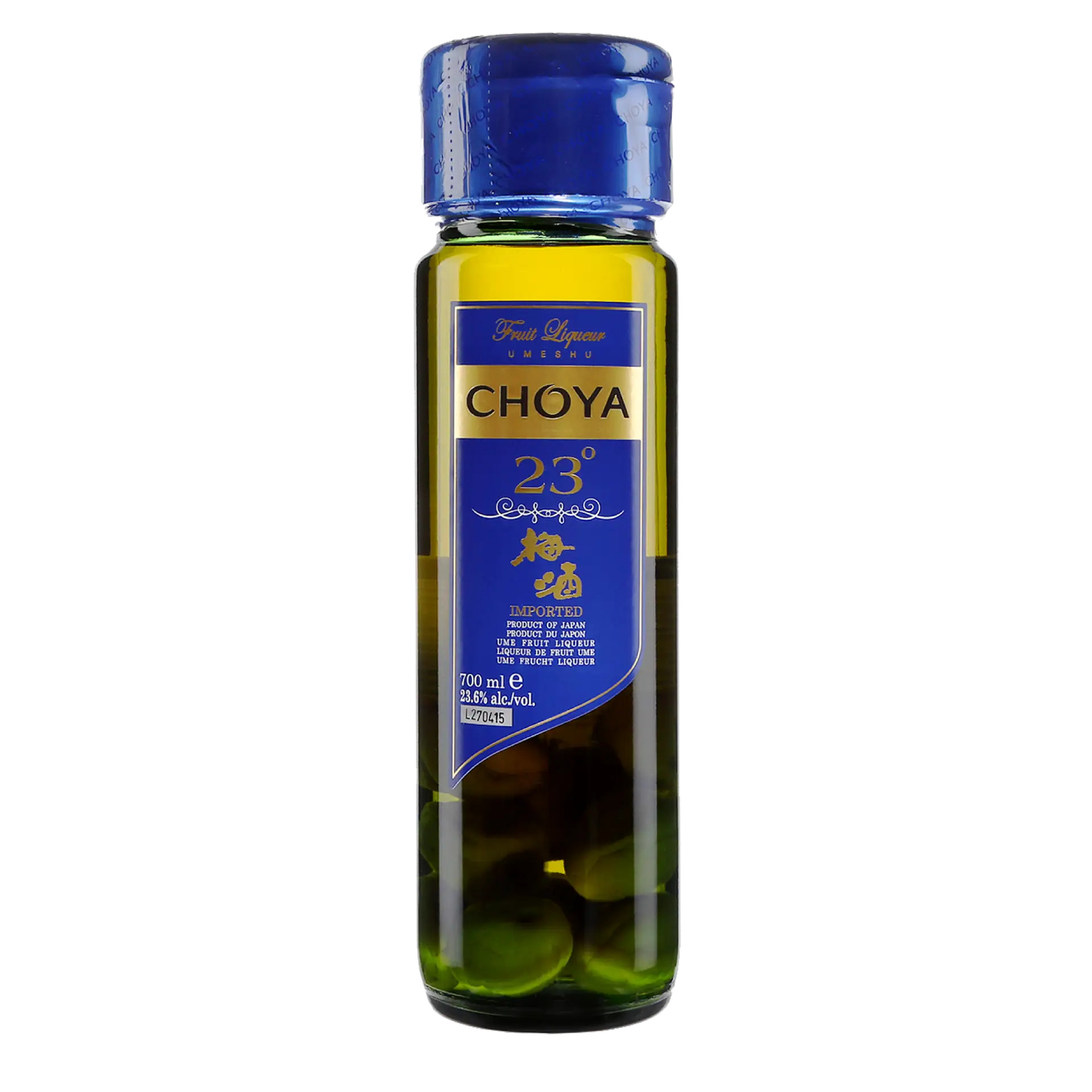 Buy CHOYA 23 ume fruit liqueur, 700ml bottle with visible fruit, Japanese import.