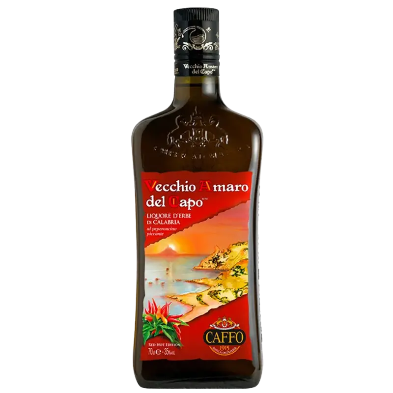 Buy Vecchio Amaro del Capo Peperoncino 700mL herbal liqueur bottle with sunset label