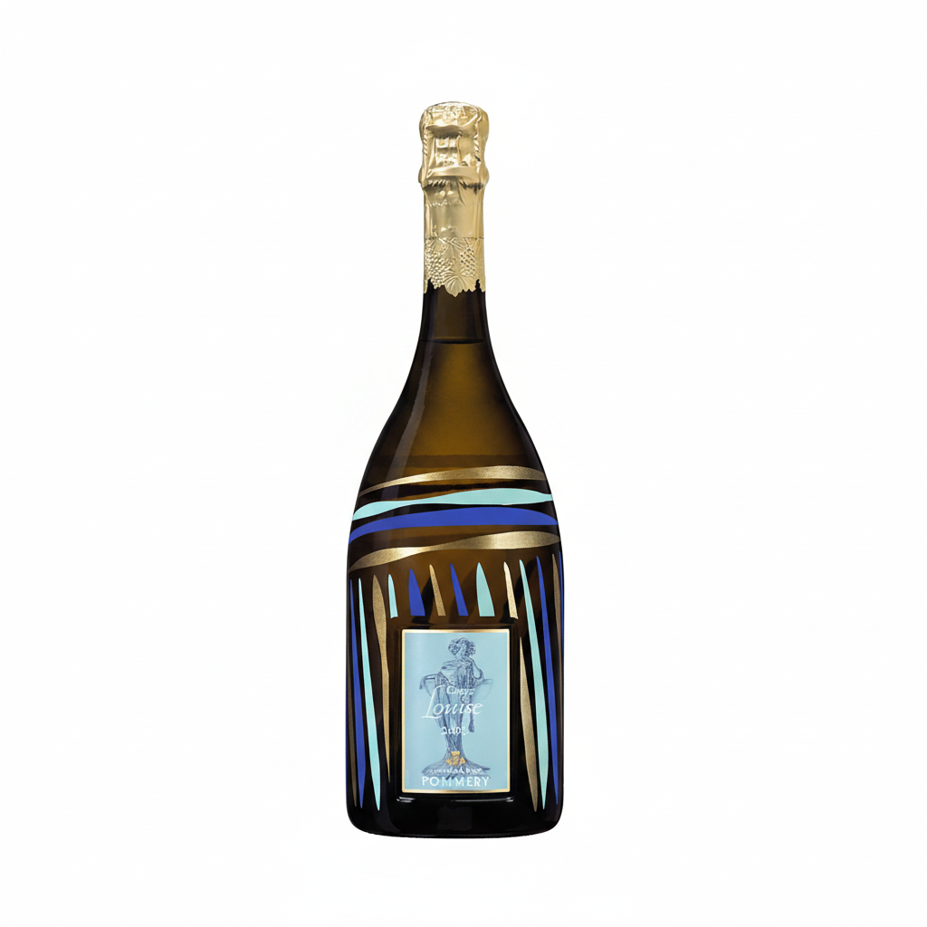 Pommery Cuvee Louise Millesime 2006 champagne bottle with gold foil label and elegant packaging.