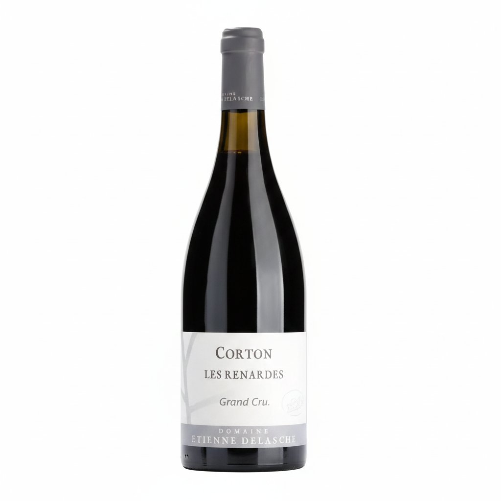 Delarche Corton-Rendardes Grand Cru VV wine bottle, featuring elegant label and classic glass bottle on a neutral background.