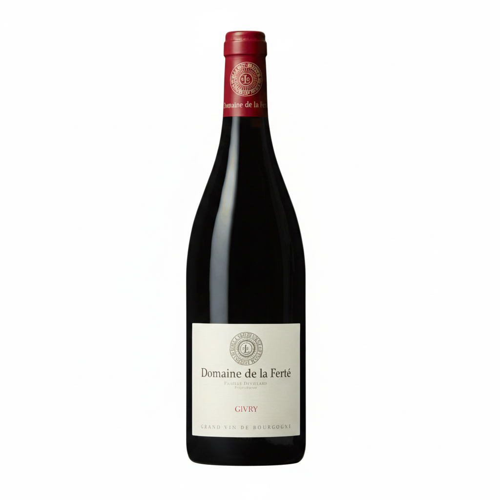 Bottle of Domaine Devillard de la Ferte Givry red wine showing the label and bottle shape.