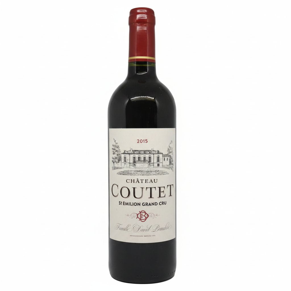 Chateau Coutet 2015 vintage wine bottle with label and foil, showcasing a premium French dessert wine.