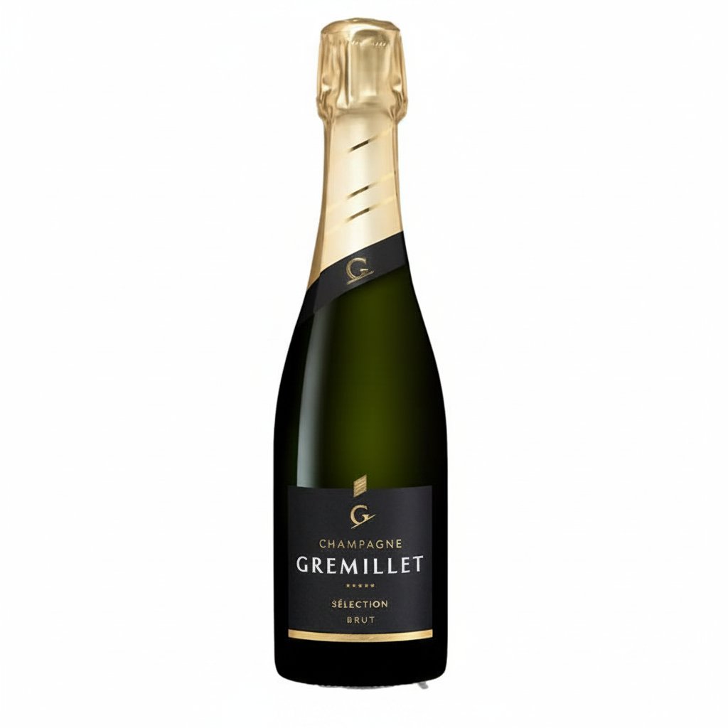 Gremillet Selection Brut Demie Champagne bottle, 375mL, with elegant label and gold foil wrapping on the neck.