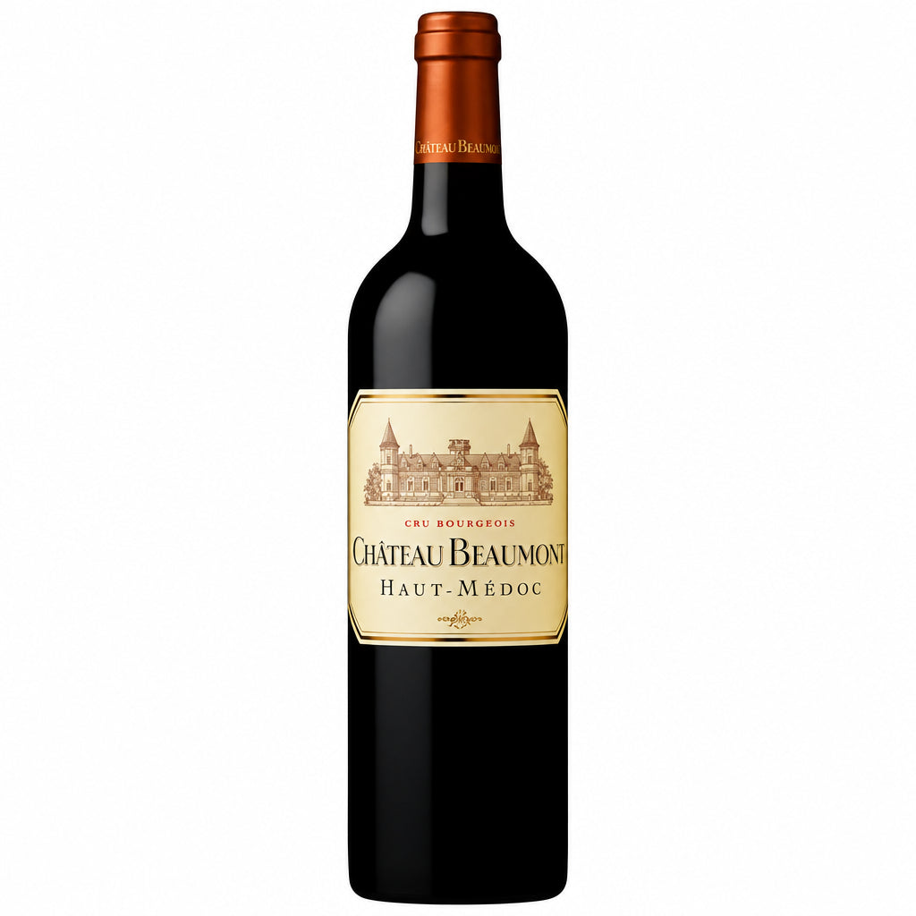 Chateau Haut Medoc Cru Bourgeois wine bottle from Chateau showcasing its elegant label and dark glass bottle.