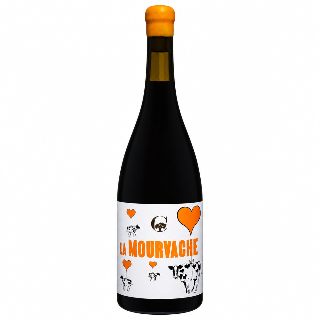 La Mourvache wine bottle from La, featuring a dark glass bottle with elegant label design on a white background.