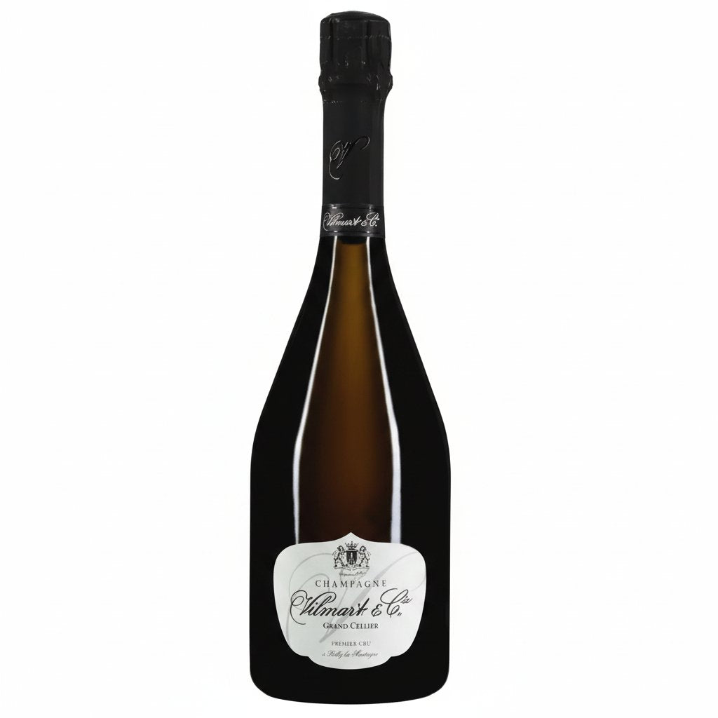 Vilmart Grand Cellier Brut 1er Cru champagne bottle with a gold foil and label, ready for celebration.