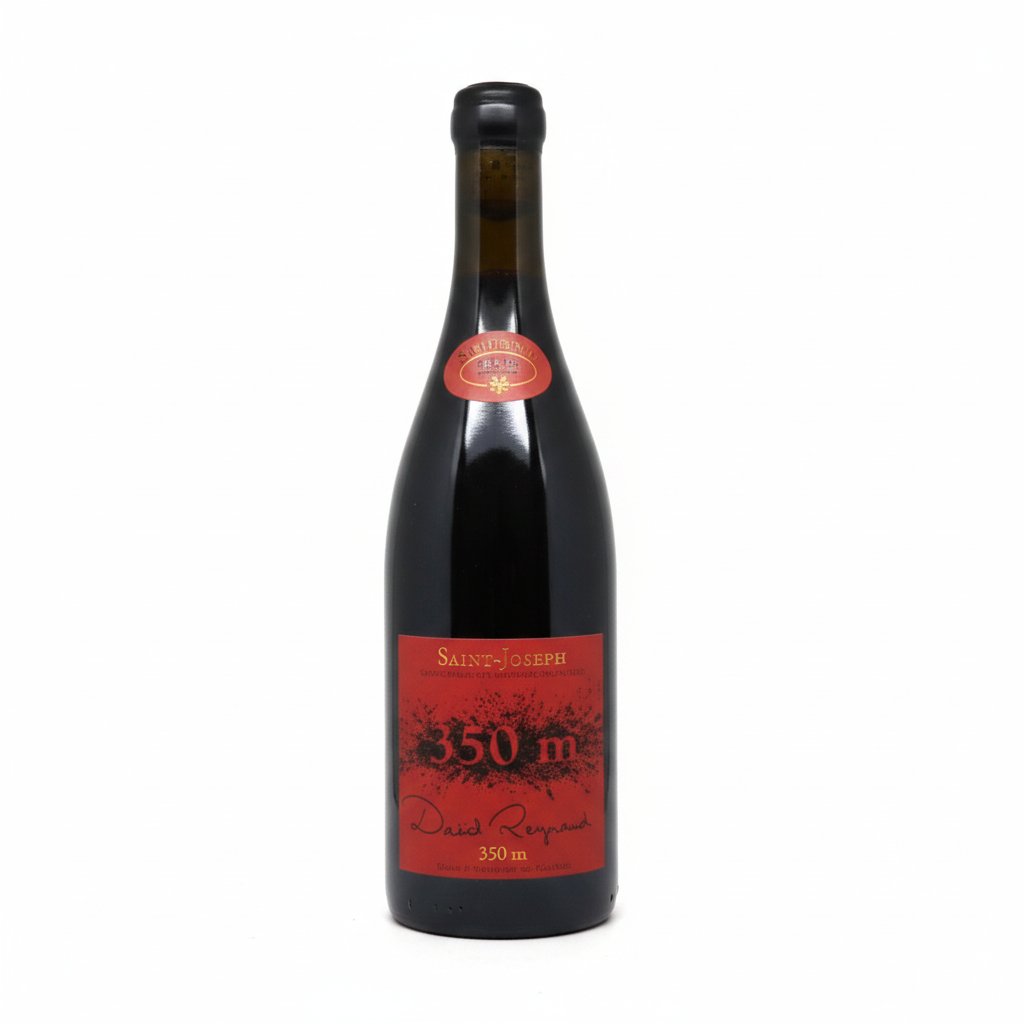 Bottle of Domaine Les Bruyeres Saint Joseph red wine with label visible, featuring a dark glass bottle and elegant label design.