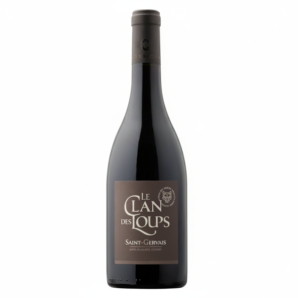 Cellier Cellier Des Chartreux Clan Des Loups wine bottle with label and foil capsule, on a white background.