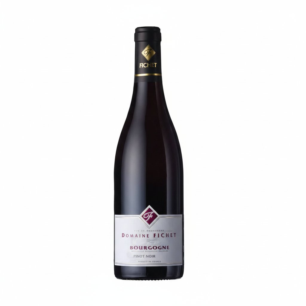 Bottle of Olivier Fichet Pinot Noir Burgundy wine with a label featuring the Olivier brand and Burgundy region details.