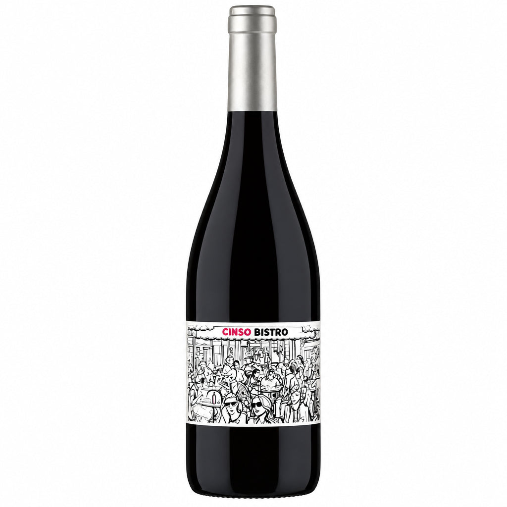 Chateau Beaubois Cinso Bistro wine bottle with label displayed on a wooden surface.