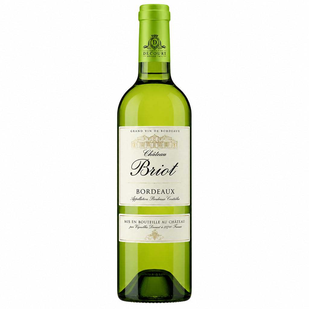 Chateau Briot Blanc wine bottle with elegant label, showcasing a white wine from Chateau.