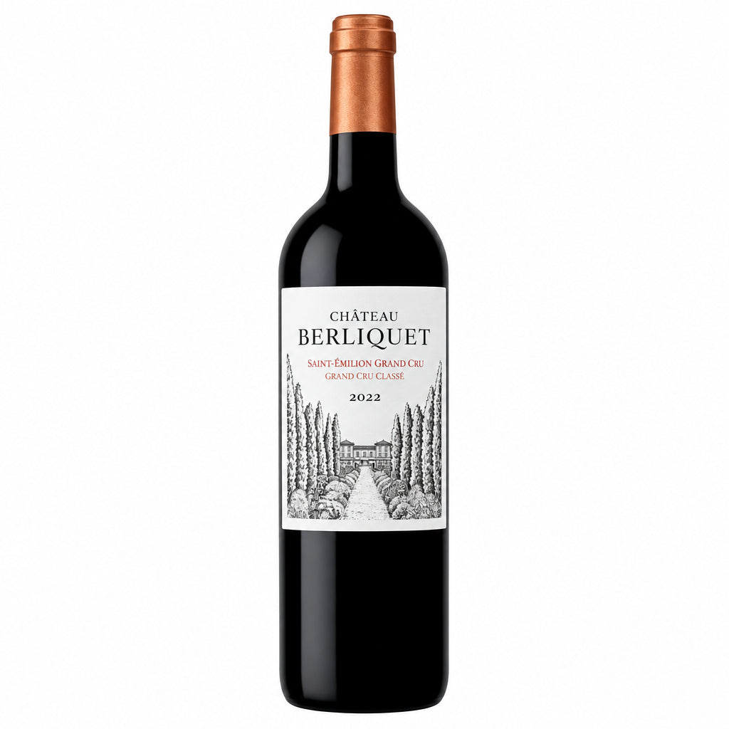 Chateau Berliquet 2022 wine bottle with label featuring elegant design and classic Château branding.