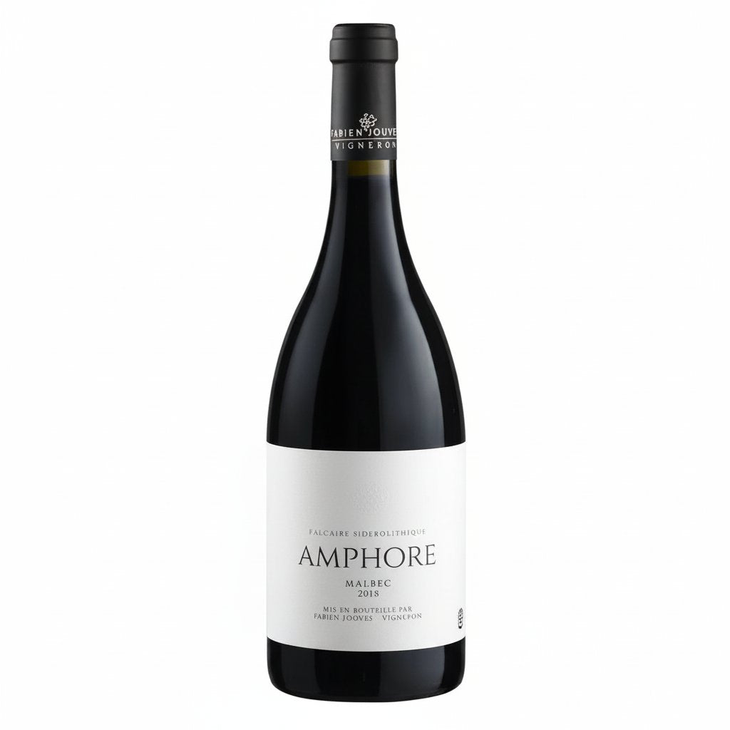 Cahors Mas Del Perie amphora with traditional clay vessel, showcasing its rustic, handcrafted design and earthy tones.