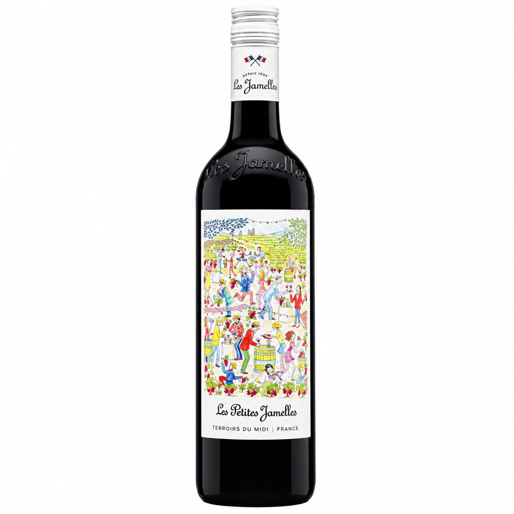 Les Petites Jamelles Rouge wine bottle from Les, featuring a red wine label and bottle design.