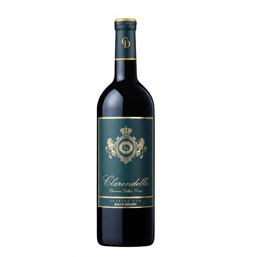 Bottle of Clarendelle Medoc wine with a classic label, showcasing the elegant wine inside a clear glass bottle.