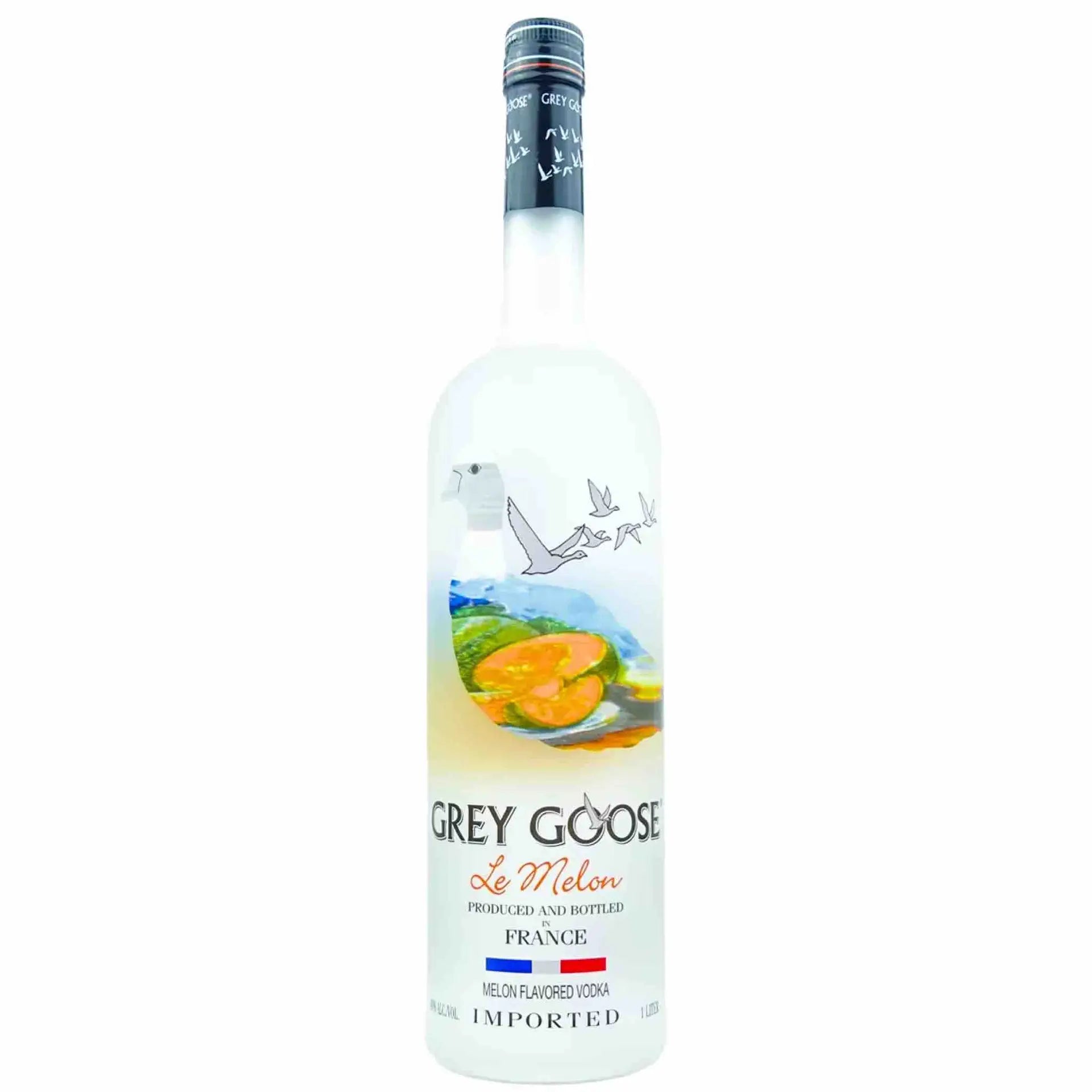 Buy Grey Goose Le Melon, melon flavored vodka, 1L bottle with fruit and goose design