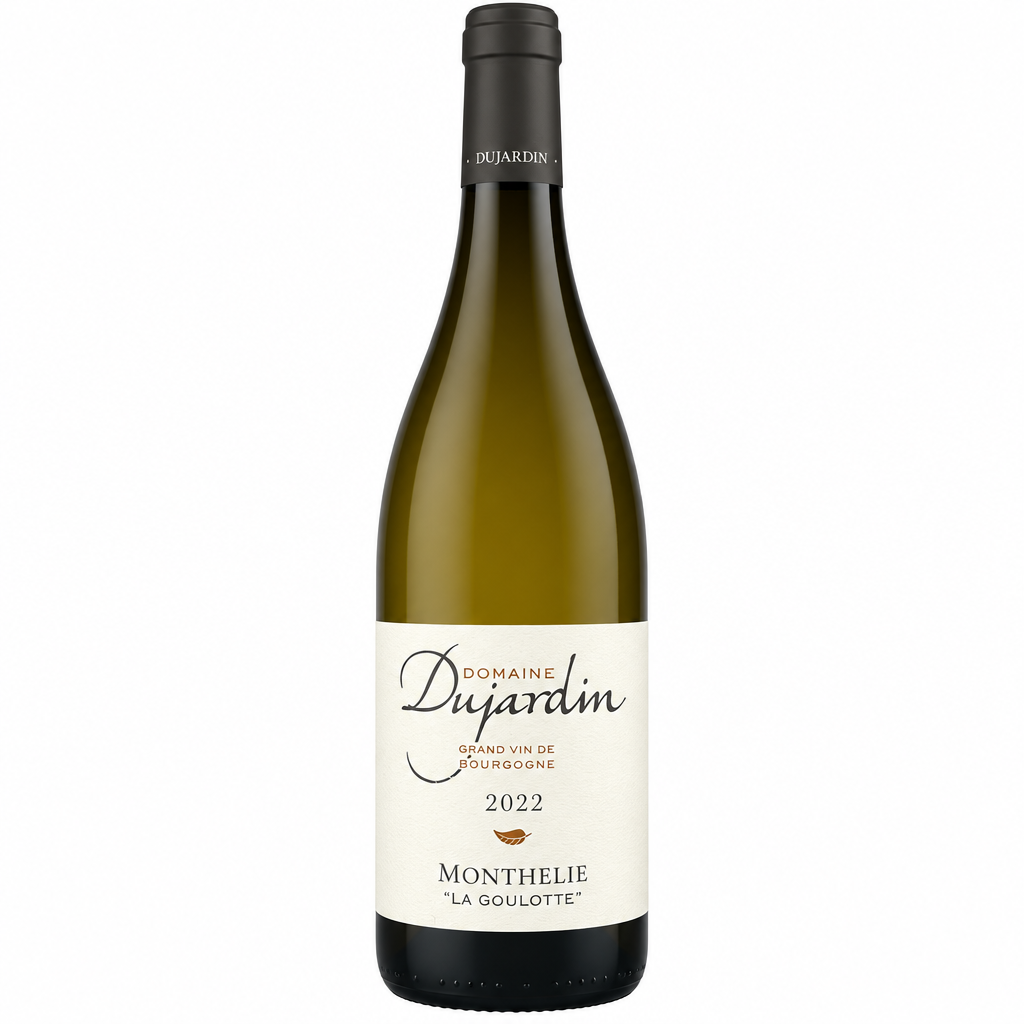 Domaine Dujardin Monthelie Blanc La Goulotte wine bottle with label, set against a neutral background.