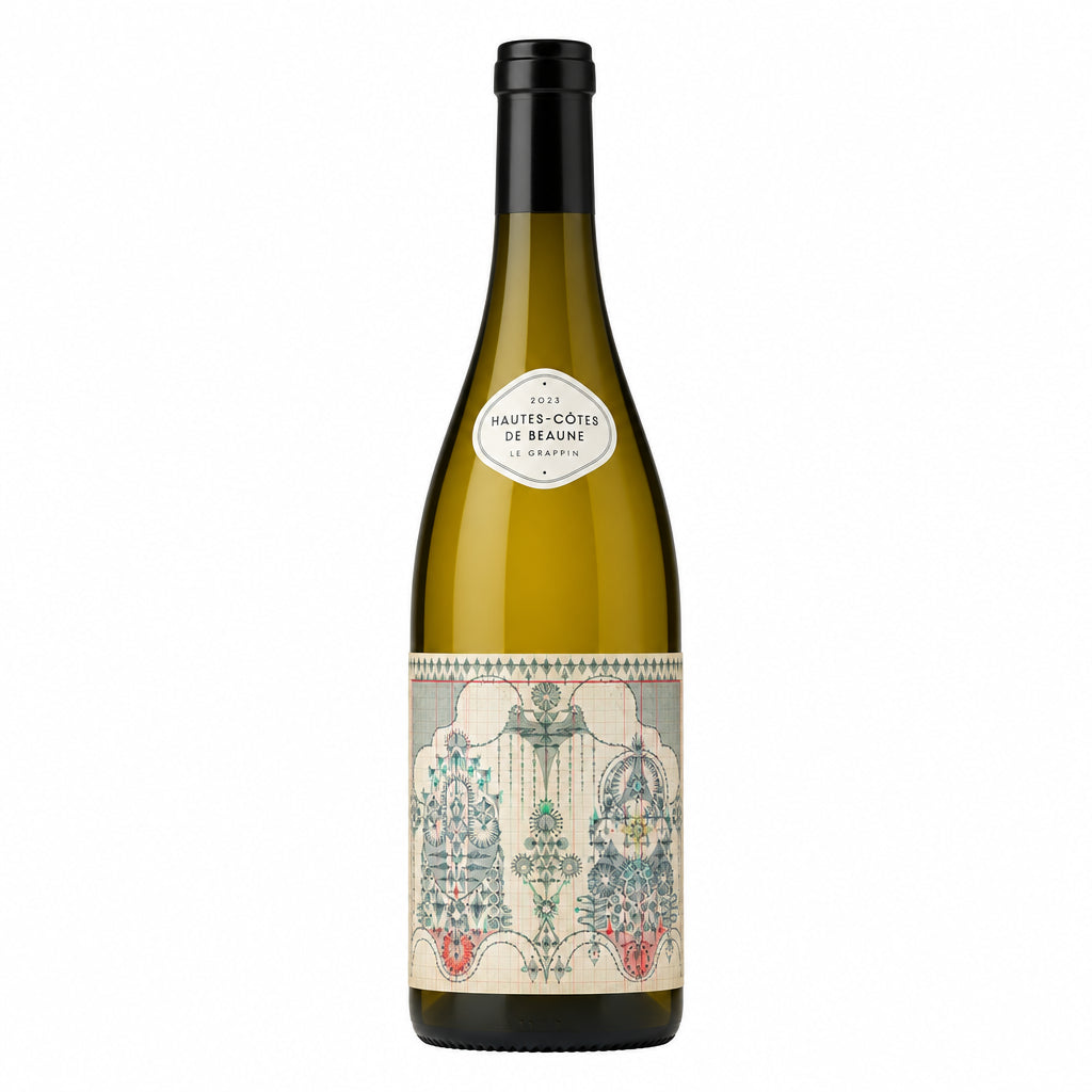 Le Grappin Hautes Cotes De Beaune Blanc wine bottle from Le, featuring a sleek label design and white wine in a clear glass bottle