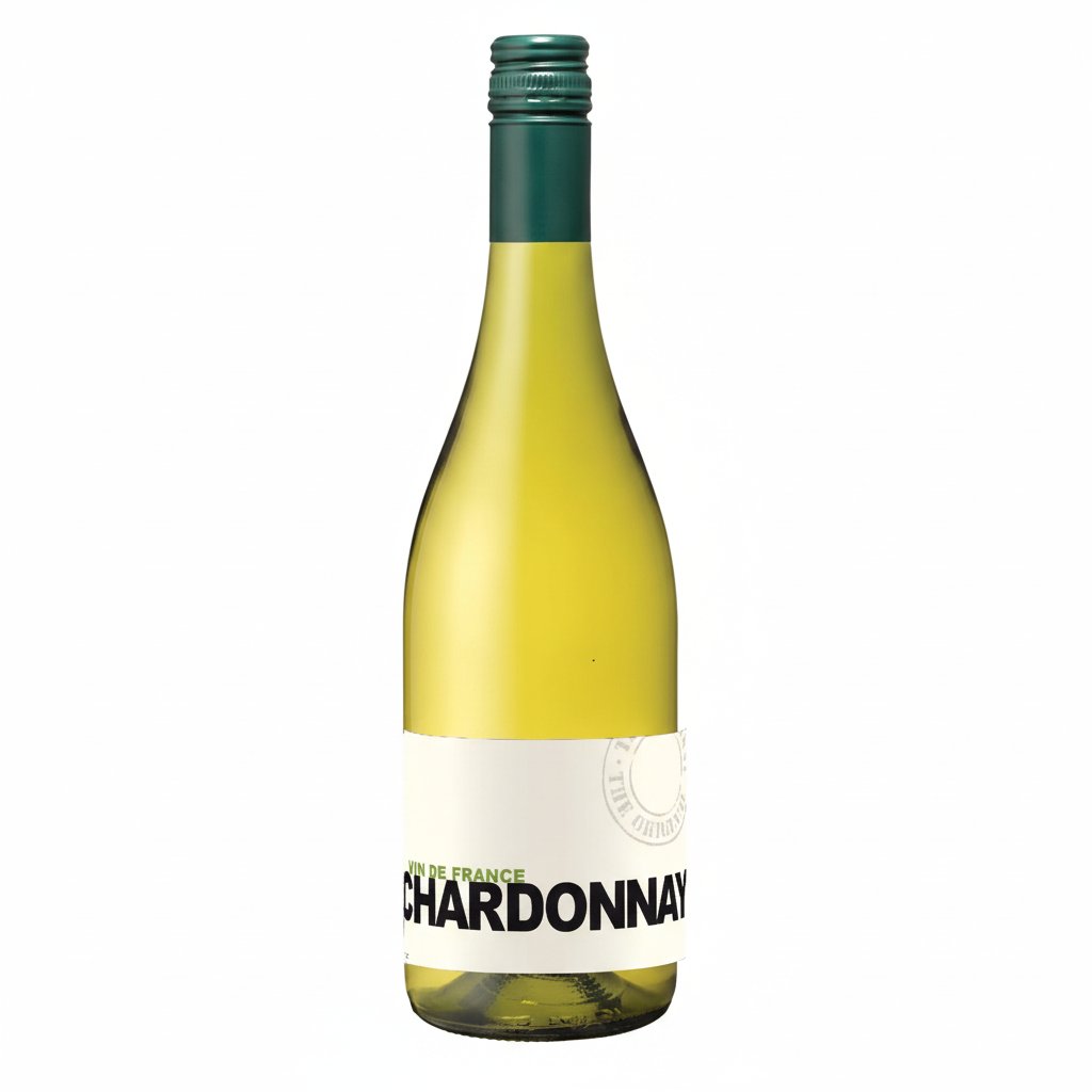 Bottle of The Original Chardonnay wine from The brand, showcasing a clear glass bottle with a white wine inside.