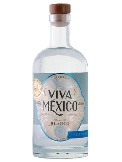 Viva Mexico Retro Blanco 750mL bottle with white label and vintage design, showcasing the tequila inside.