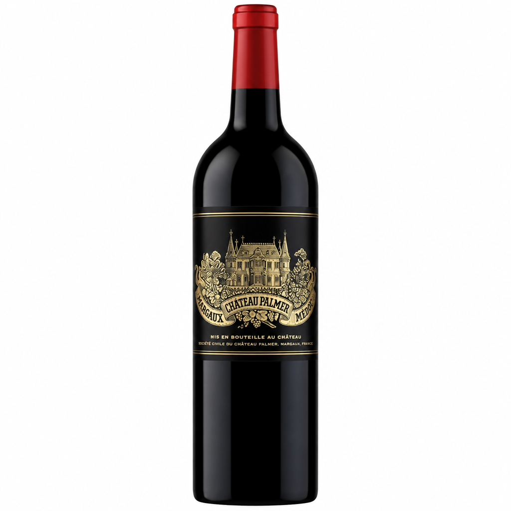 Chateau Palmer 2020 vintage wine bottle with elegant label, showcasing a classic Bordeaux wine from the Chateau brand.