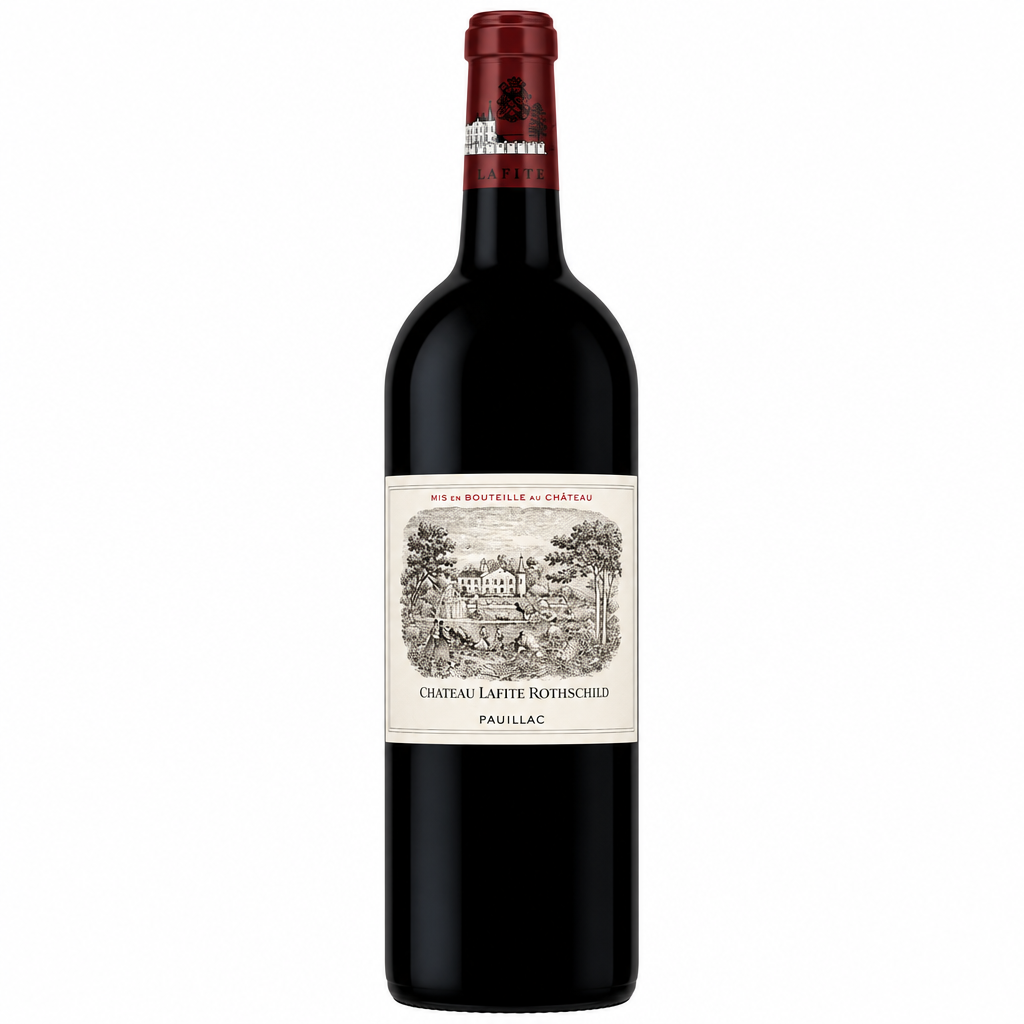 Bottle of Chateau Lafite Rothschild 1995 red wine with a classic label and elegant packaging.