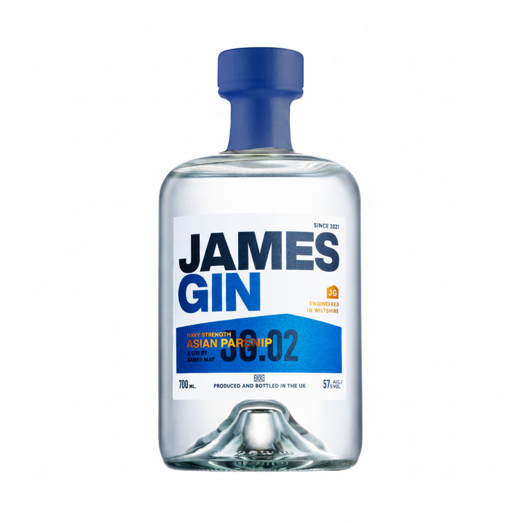 James Gin Asian Parsnip Navy Strength bottle, 700mL, showcasing the distinctive label and clear glass bottle.