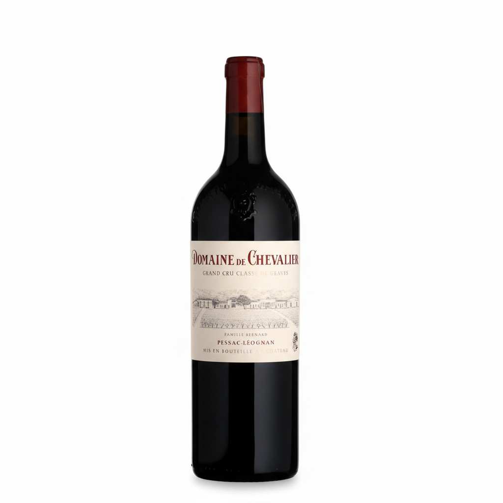 Domaine de Chevalier Rouge red wine bottle from the 2016 vintage, featuring a dark glass bottle with a classic label.