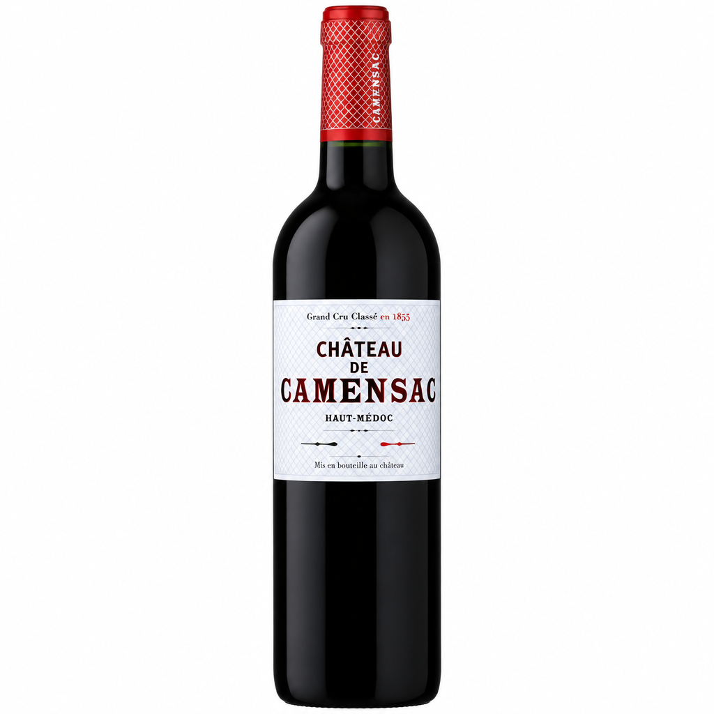 Chateau Camensac 2012 red wine bottle with label and cork, showcasing a Bordeaux wine from Chateau.