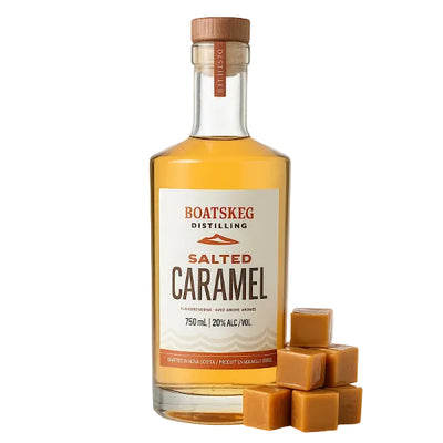 Boatskeg Salted Caramel Vodka bottle 750mL with label, showcasing the elegant packaging and branding.