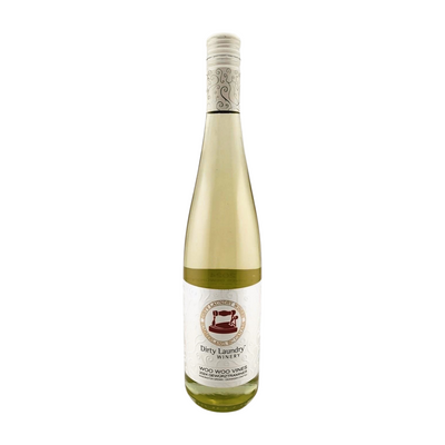 Dirty Laundry Woo Woo Vines Gewurz 2024 wine bottle, 750mL, with label featuring vibrant grape imagery and vintage details.