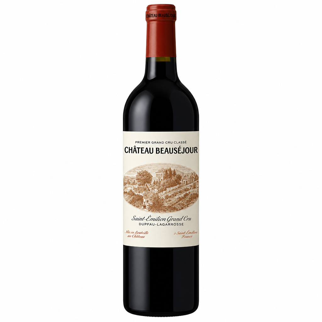 Chateau Beausejour wine bottle from Chateau, featuring a dark glass bottle with elegant label design.